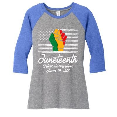 Juneteenth Celebrate Freedom June 19th Black History 1865 Meaningful Gift Women's Tri-Blend 3/4-Sleeve Raglan Shirt