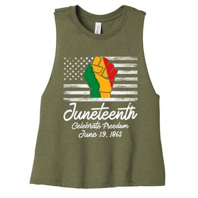 Juneteenth Celebrate Freedom June 19th Black History 1865 Meaningful Gift Women's Racerback Cropped Tank