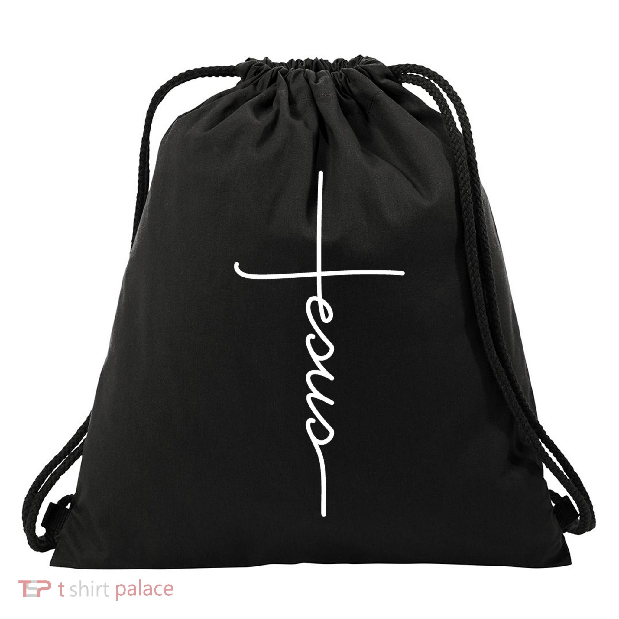 Jesus Christ Faith Christian Cross Logo Drawstring Bag