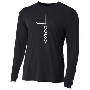 Jesus Christ Faith Christian Cross Logo Cooling Performance Long Sleeve Crew