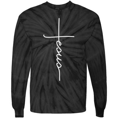 Jesus Christ Faith Christian Cross Logo Tie-Dye Long Sleeve Shirt
