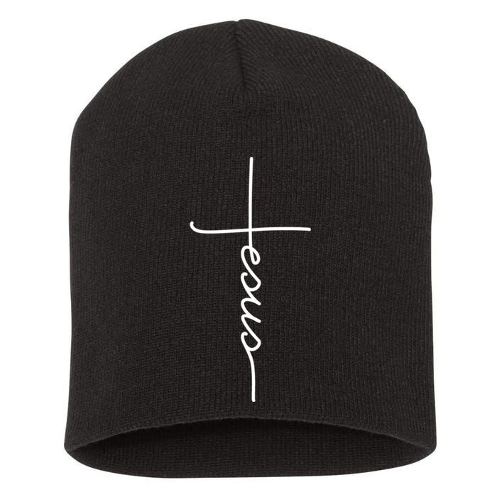 Jesus Christ Faith Christian Cross Logo Short Acrylic Beanie