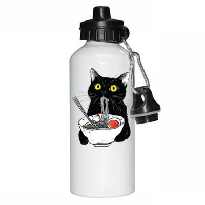 Japanese Cat Funny Cat Eating Ramen Vintage Japanese Noodles Aluminum Water Bottle