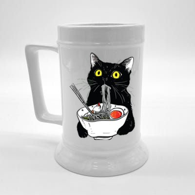 Japanese Cat Funny Cat Eating Ramen Vintage Japanese Noodles Beer Stein