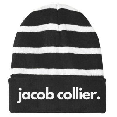 Jacob Collier Fan Merch Striped Beanie with Solid Band