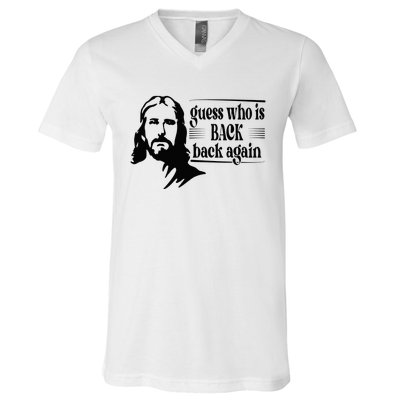 Jesus Christian Guess Who's Back Happy Easter V-Neck T-Shirt