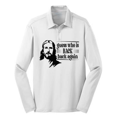 Jesus Christian Guess Who's Back Happy Easter Silk Touch Performance Long Sleeve Polo