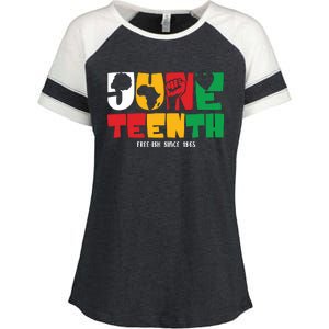 Juneteenth Celebration Graphic Enza Ladies Jersey Colorblock Tee