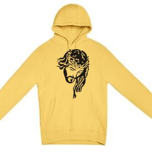 Jesus Christ God Love Face Religion Faith Graphic Premium Pullover Hoodie