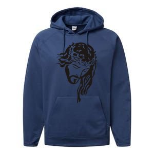 Jesus Christ God Love Face Religion Faith Graphic Performance Fleece Hoodie