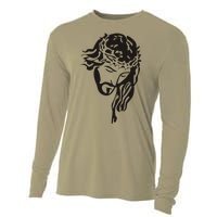 Jesus Christ God Love Face Religion Faith Graphic Cooling Performance Long Sleeve Crew