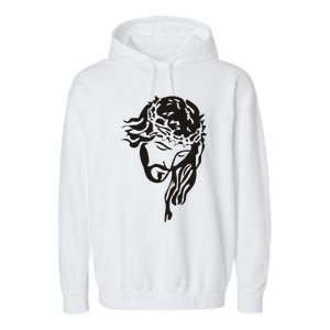 Jesus Christ God Love Face Religion Faith Graphic Garment-Dyed Fleece Hoodie