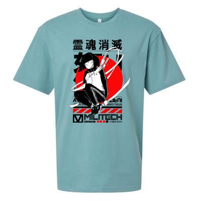 Japanese Cool Girl Red Sun Urban Style Sueded Cloud Jersey T-Shirt