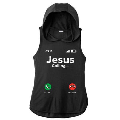 Jesus Calling God Christ Faith Religious Christian Gift Ladies PosiCharge Tri-Blend Wicking Draft Hoodie Tank