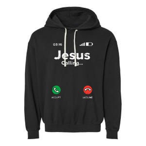 Jesus Calling God Christ Faith Religious Christian Gift Garment-Dyed Fleece Hoodie