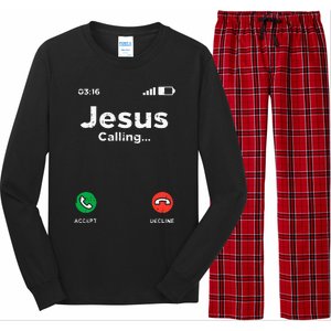 Jesus Calling God Christ Faith Religious Christian Gift Long Sleeve Pajama Set