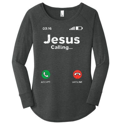 Jesus Calling God Christ Faith Religious Christian Gift Women's Perfect Tri Tunic Long Sleeve Shirt