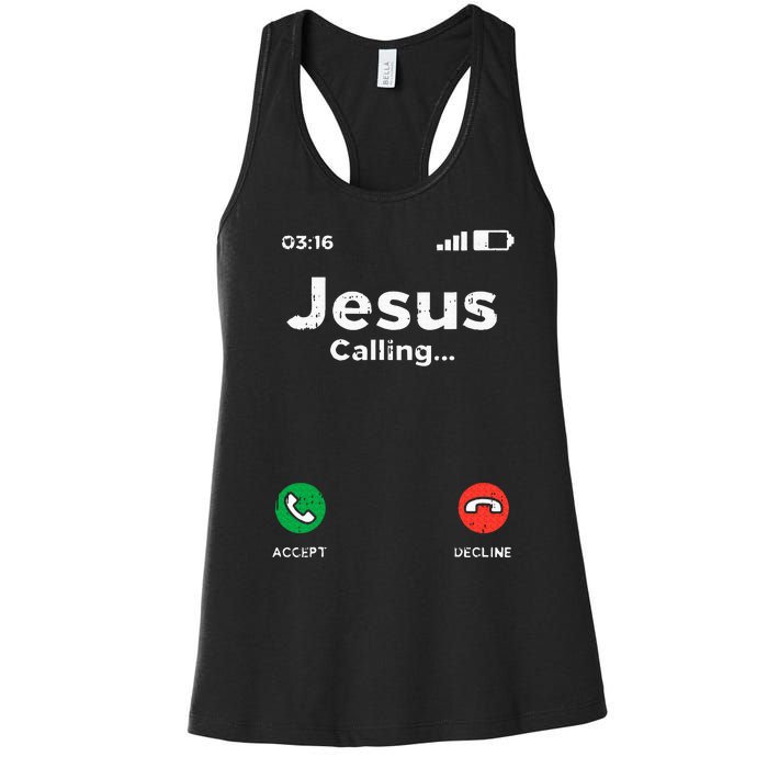 Jesus Calling God Christ Faith Religious Christian Gift Women's Racerback Tank