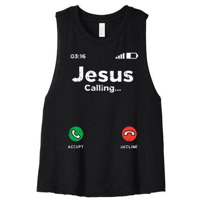 Jesus Calling God Christ Faith Religious Christian Gift Women's Racerback Cropped Tank