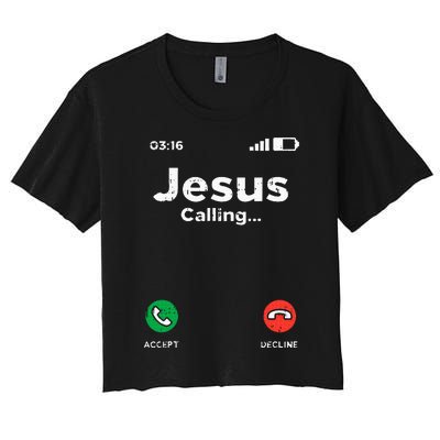 Jesus Calling God Christ Faith Religious Christian Gift Women's Crop Top Tee