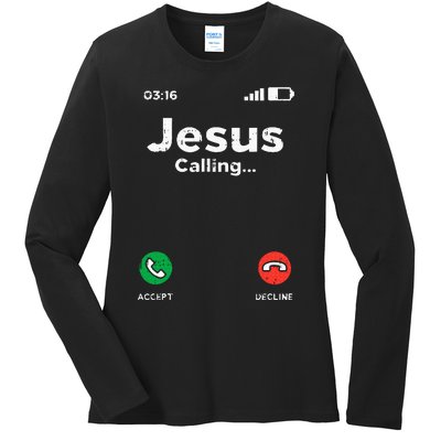 Jesus Calling God Christ Faith Religious Christian Gift Ladies Long Sleeve Shirt