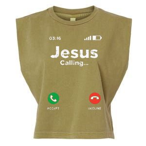 Jesus Calling God Christ Faith Religious Christian Gift Garment-Dyed Women's Muscle Tee