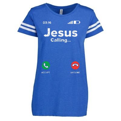 Jesus Calling God Christ Faith Religious Christian Gift Enza Ladies Jersey Football T-Shirt