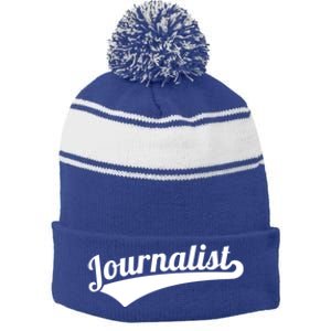 Journalist Cute Gift Stripe Pom Pom Beanie