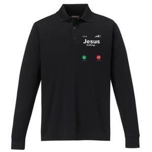 Jesus Calling God Christ Faith Religious Christian Gift Performance Long Sleeve Polo