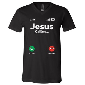 Jesus Calling God Christ Faith Religious Christian Gift V-Neck T-Shirt