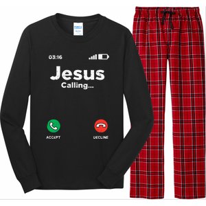 Jesus Calling God Christ Faith Religious Christian Gift Long Sleeve Pajama Set