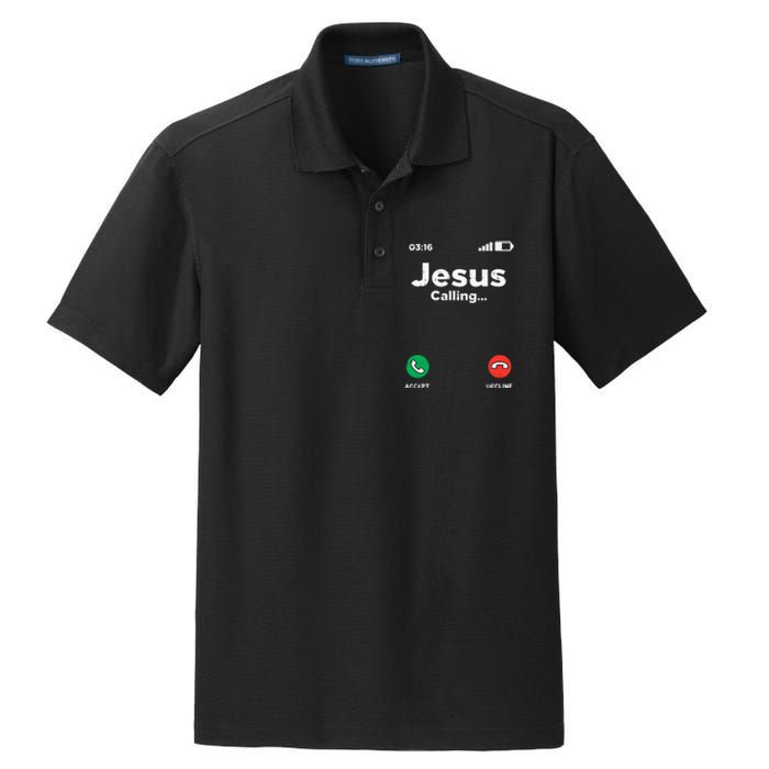 Jesus Calling God Christ Faith Religious Christian Gift Dry Zone Grid Polo