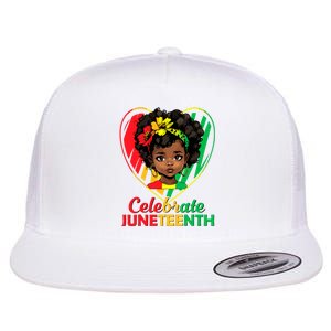 Juneteenth Celebrate Girl African American Black 1865 Flat Bill Trucker Hat