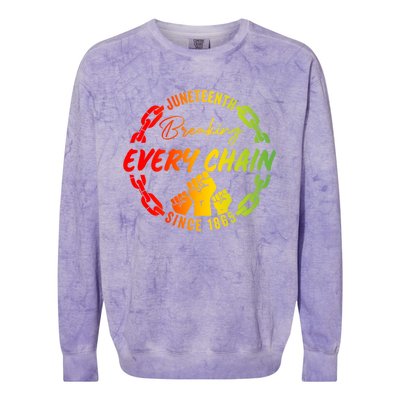 Junenth Cute Gift Breaking Every Chain Since 1865 Gift Colorblast Crewneck Sweatshirt