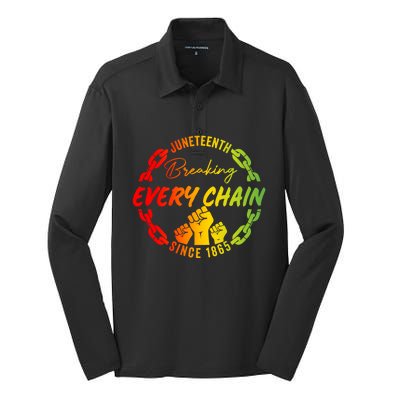 Junenth Cute Gift Breaking Every Chain Since 1865 Gift Silk Touch Performance Long Sleeve Polo