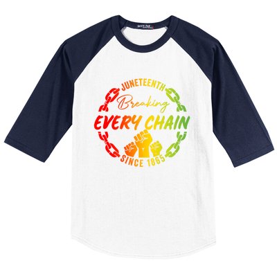 Junenth Cute Gift Breaking Every Chain Since 1865 Gift Baseball Sleeve Shirt