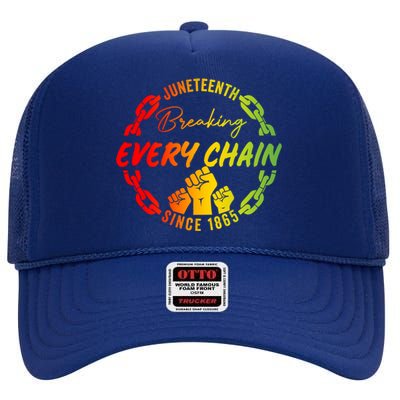 Junenth Cute Gift Breaking Every Chain Since 1865 Gift High Crown Mesh Back Trucker Hat