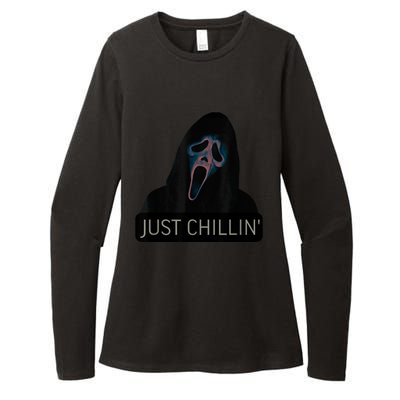 Just Chillin Ghost Face Womens CVC Long Sleeve Shirt