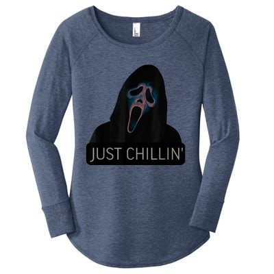 Just Chillin Ghost Face Women's Perfect Tri Tunic Long Sleeve Shirt