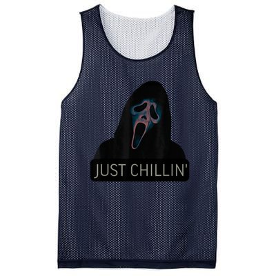 Just Chillin Ghost Face Mesh Reversible Basketball Jersey Tank