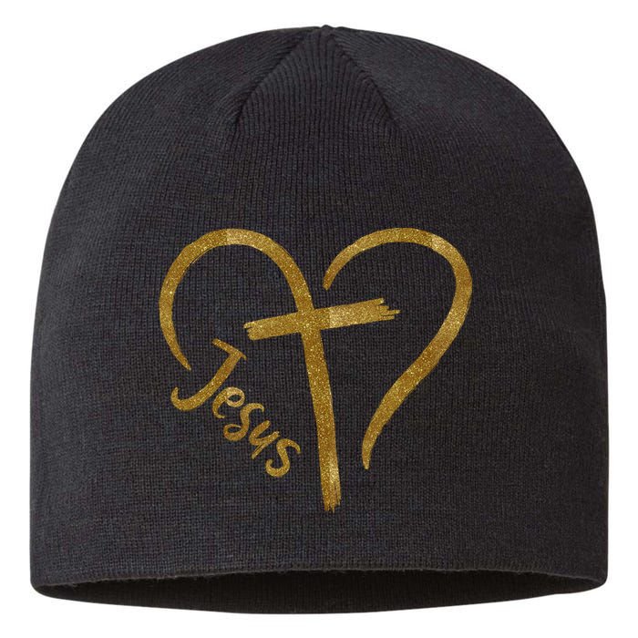 Jesus Cross Heart Christianity Sustainable Beanie