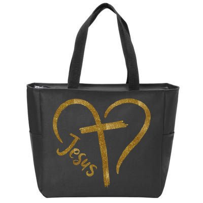 Jesus Cross Heart Christianity Zip Tote Bag