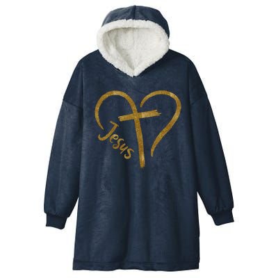 Jesus Cross Heart Christianity Hooded Wearable Blanket