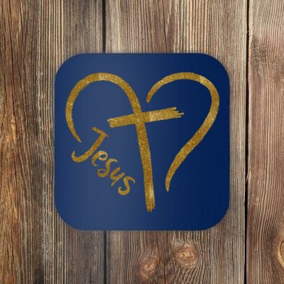 Jesus Cross Heart Christianity Coaster