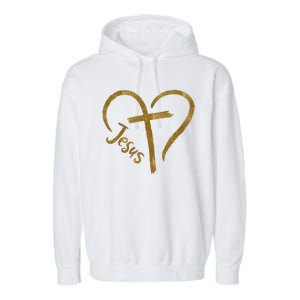 Jesus Cross Heart Christianity Garment-Dyed Fleece Hoodie