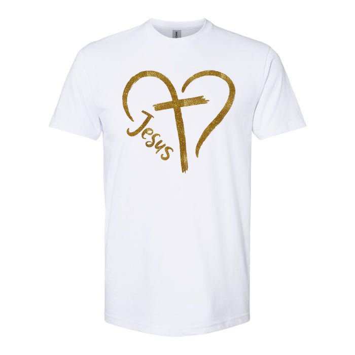 Jesus Cross Heart Christianity Softstyle CVC T-Shirt