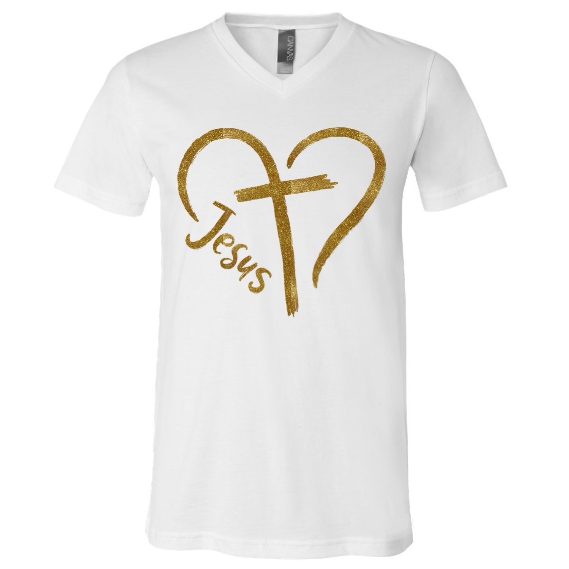 Jesus Cross Heart Christianity V-Neck T-Shirt
