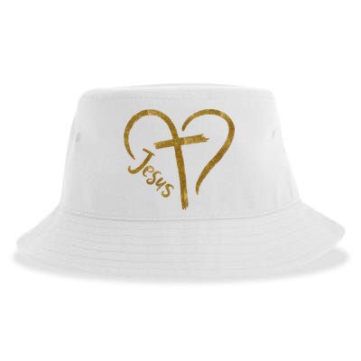 Jesus Cross Heart Christianity Sustainable Bucket Hat