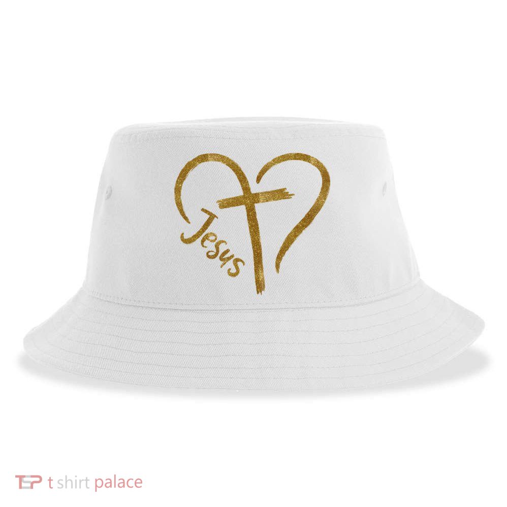 Jesus Cross Heart Christianity Sustainable Bucket Hat