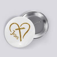 Jesus Cross Heart Christianity Button
